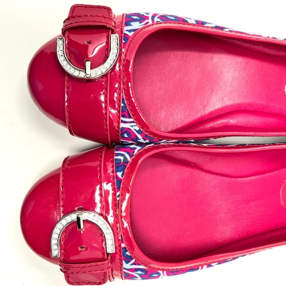 Coach Women's Remmi pink and blue patterned buckle ballet flats size 9.5 B - Picture 8 of 11